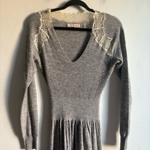 Rebecca Taylor Sz S Grey Wool Alpaca Lace Ballerinacore Feminine Fall Dress - Picture 3 of 15